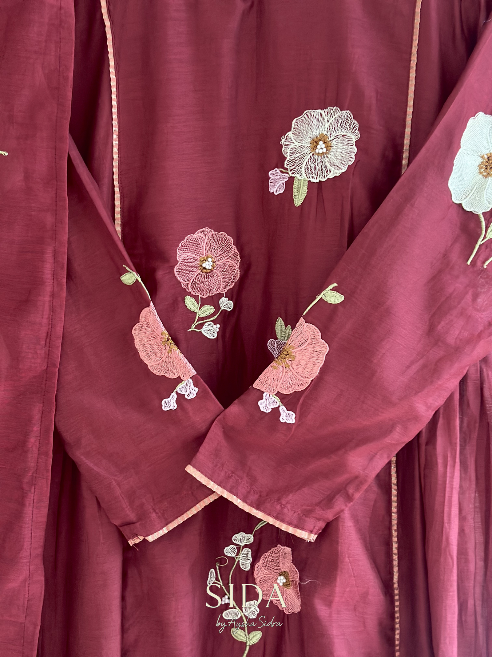 Maroon Mul chanderi - Image 3